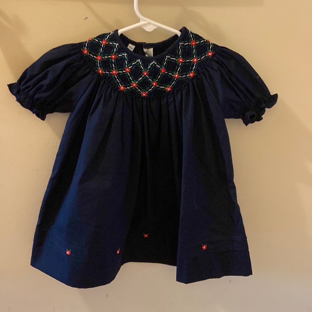 Feltman Bros navy smocked dress 12 months